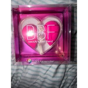 Beautyblender BBF Beauty's Best Friend Pink Makeup Sponge Duo Heart Case New